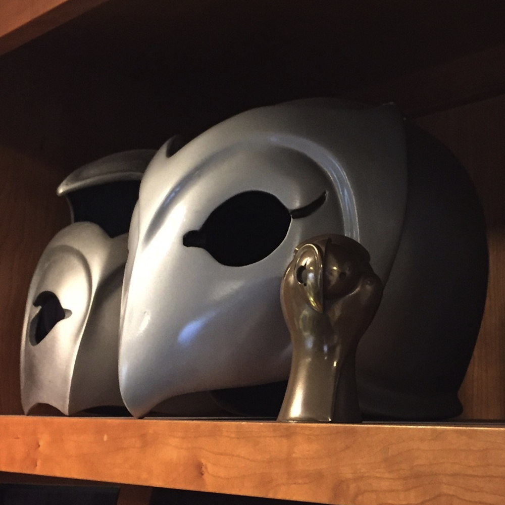Phantom of the Paradise helmet with The Phantom Copper Creeps resin figure.